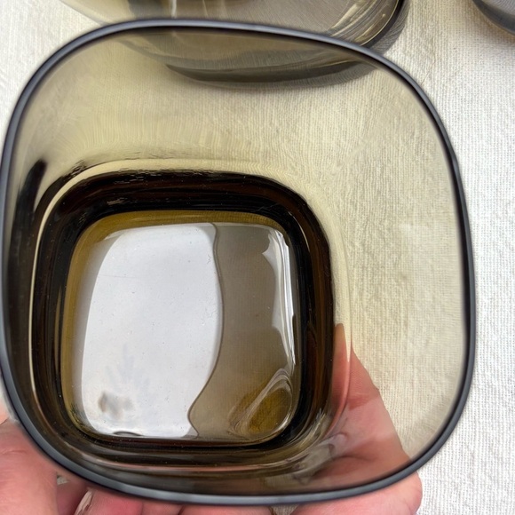 Set of 6 Libbey Carrington smoky brown whiskey square rocks glass / tumblers - Picture 4 of 8